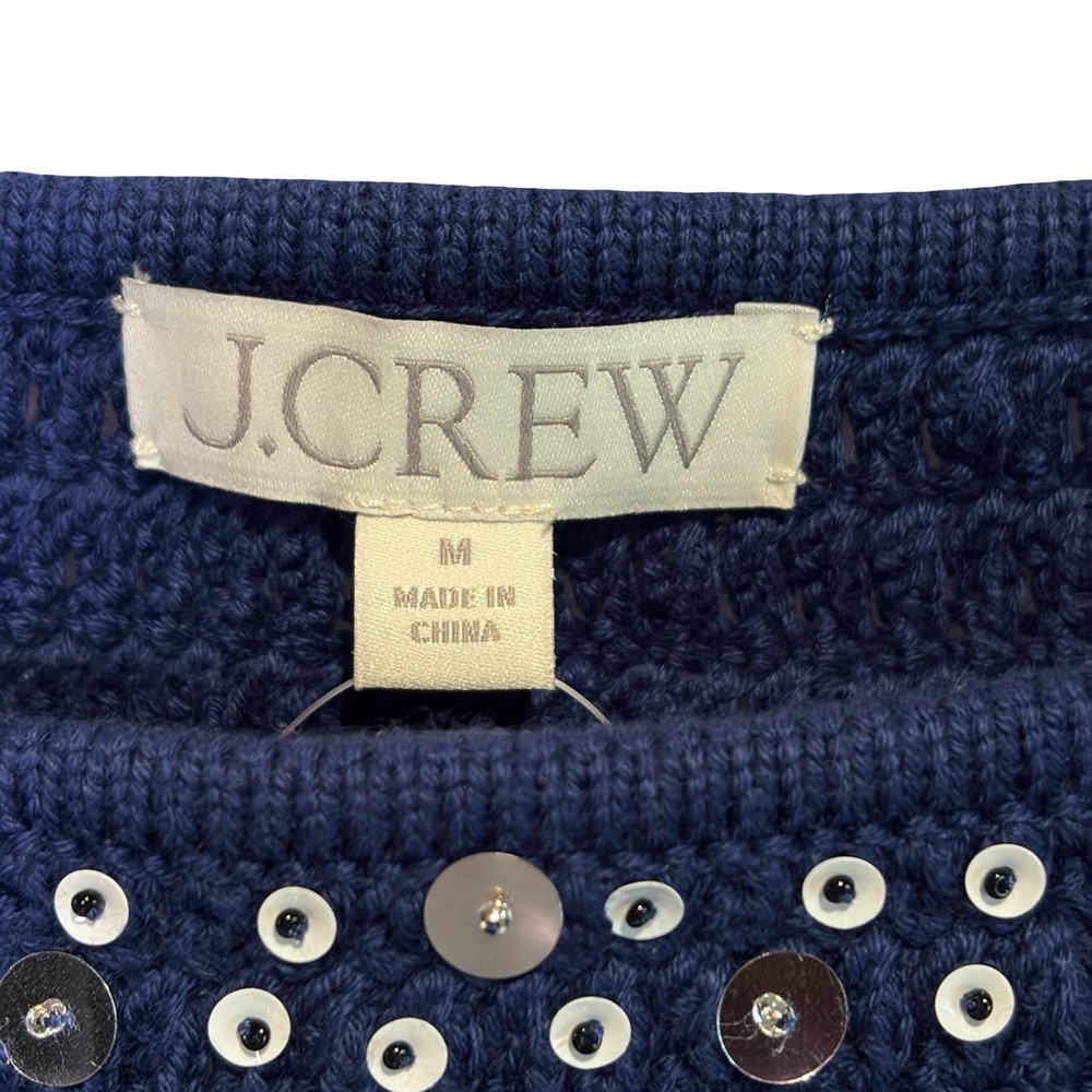 J. Crew Sweater Tank with hand-embellished mirrors in Dark Blue, Size M NWT - Picture 7 of 15